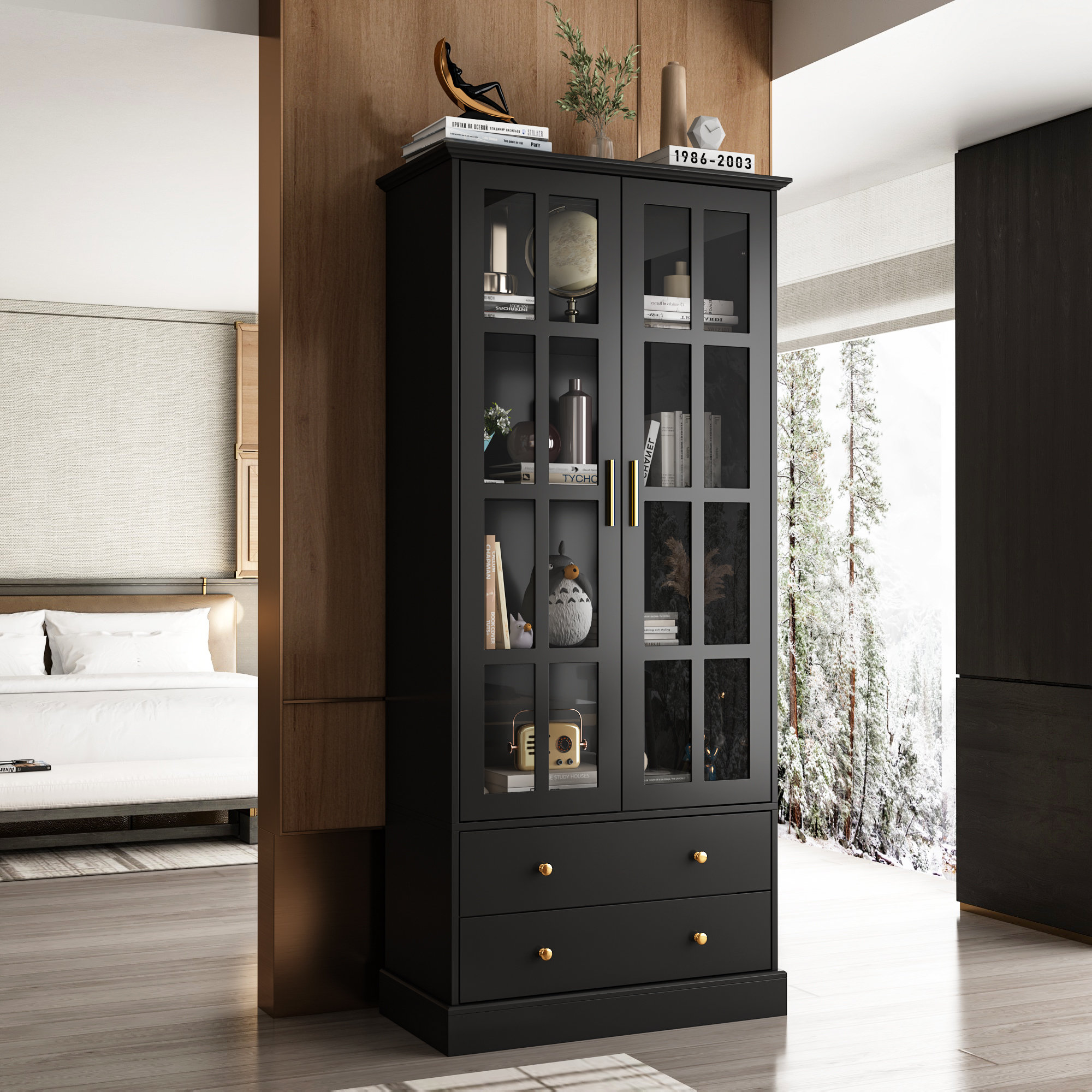 Glass fronted china cabinet discount